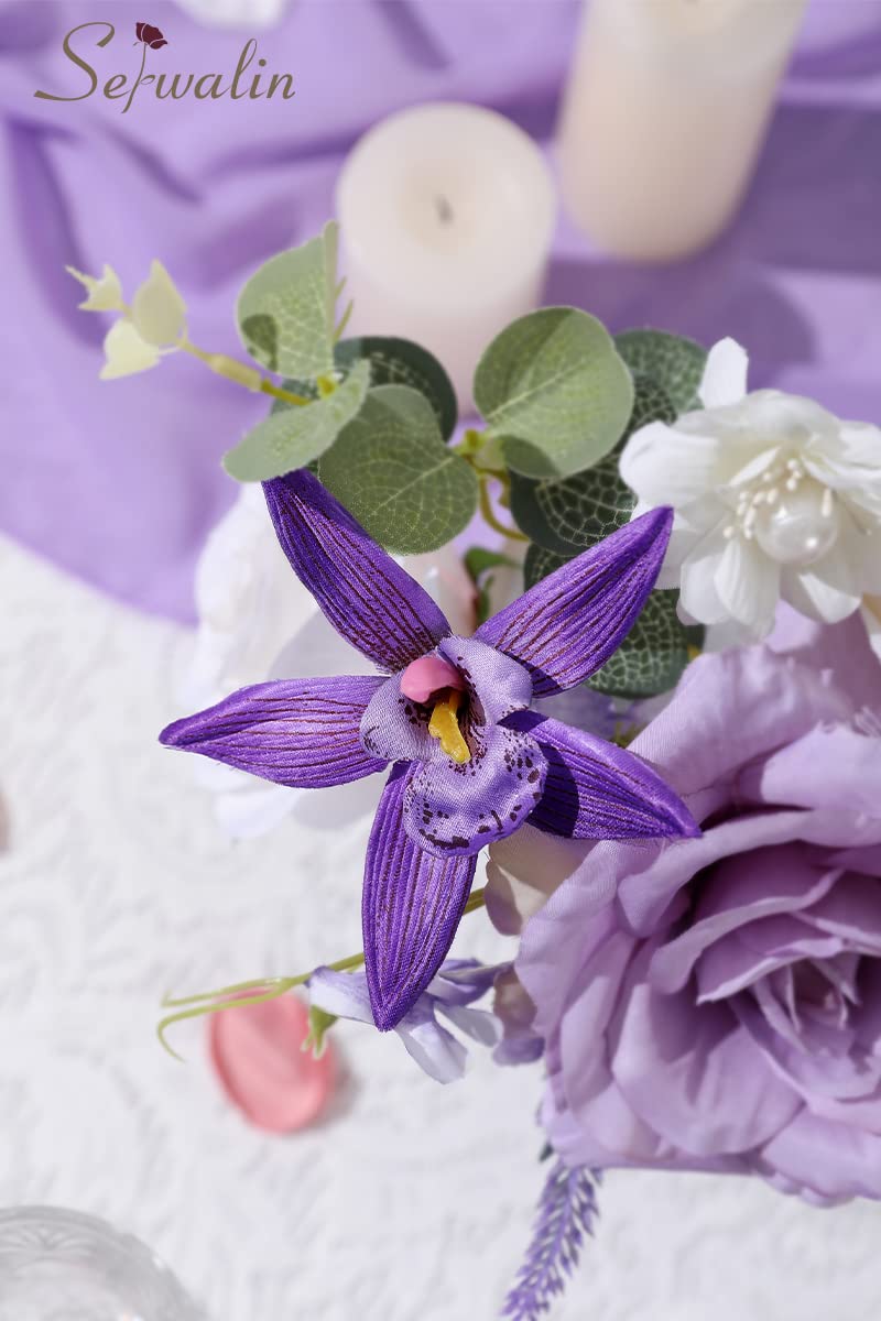 Lot 4 Bouquets Fleurs Artificielles Violettes – Mariage, Centre De Table, Déco Sans Vase