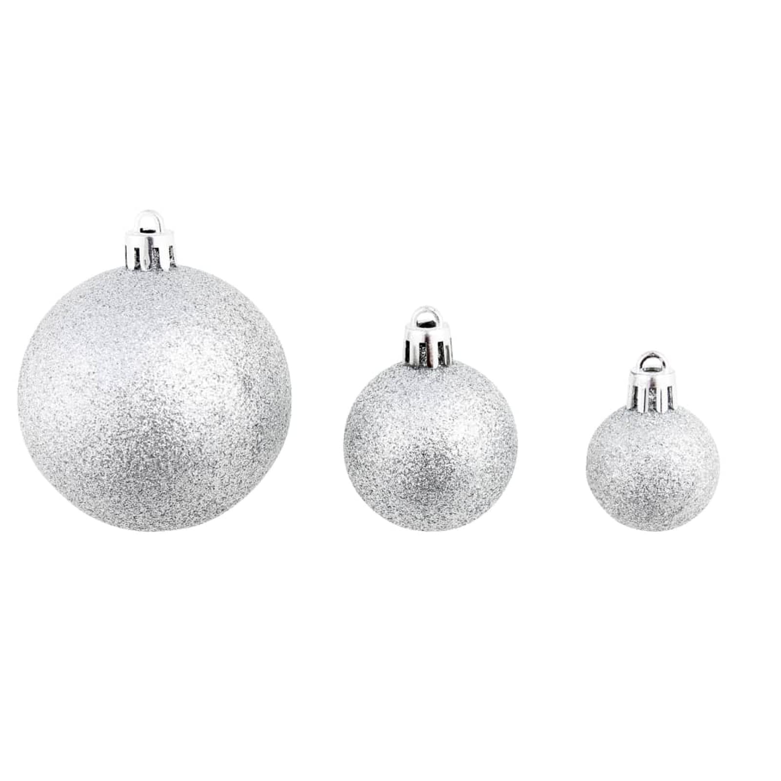 ARKEM 100-tlg. Weihnachtskugel-Set 3/4/6 cm Silbern Weihnachtsdeko HäNgend WeihnachtsanhäNger Personalisiert