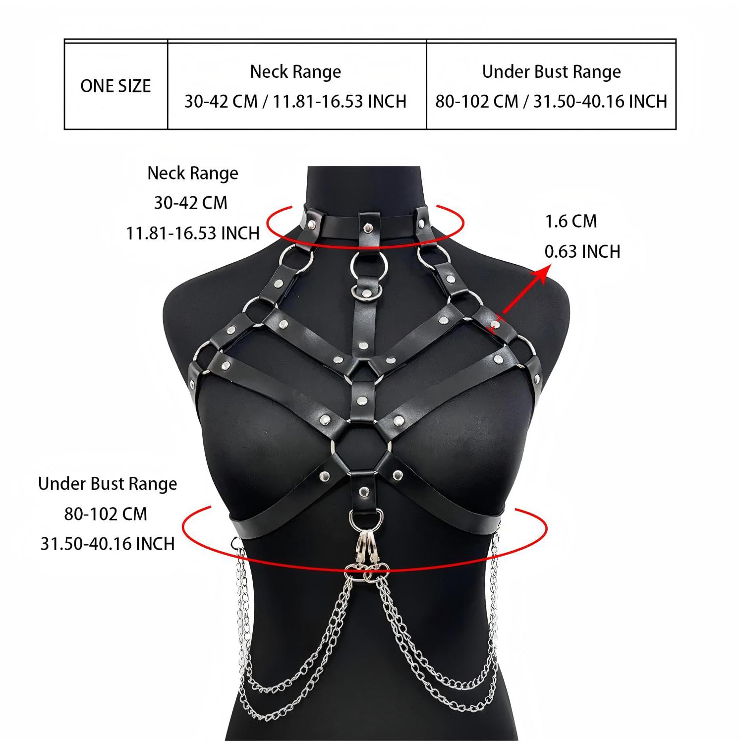 Women's Sexy Leather Body Chain Waist Belt BDSM Harness Bondage Lingerie Kit, Adjustable Bra Leg Garter Belt for Halloween Cosplay, Carnival & Punk Party Outfits