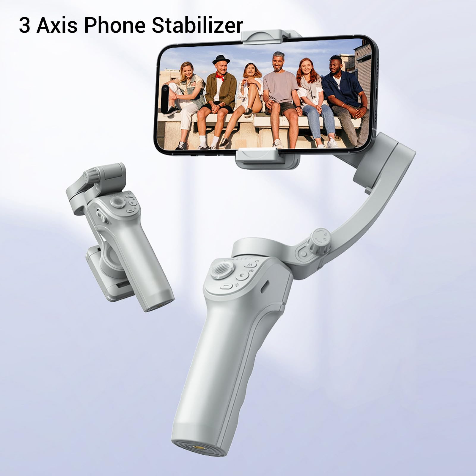 Generic Estabilizador de Teléfono de 3 Ejes, Palo Selfie Bluetooth, Estabilizador de Seguimiento AI con Luz de Relleno y Batería de 3600 MAh, Ideal para Grabación de Vídeo