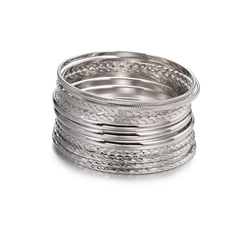 Caiyao Layers Bohemica Stackable Bracelets Set Indian Wedding Multi Textured Pearl Beads Gold Bangle Bracelet Fashion Simple Handcuffs Wrist Bangle for women Jewelry