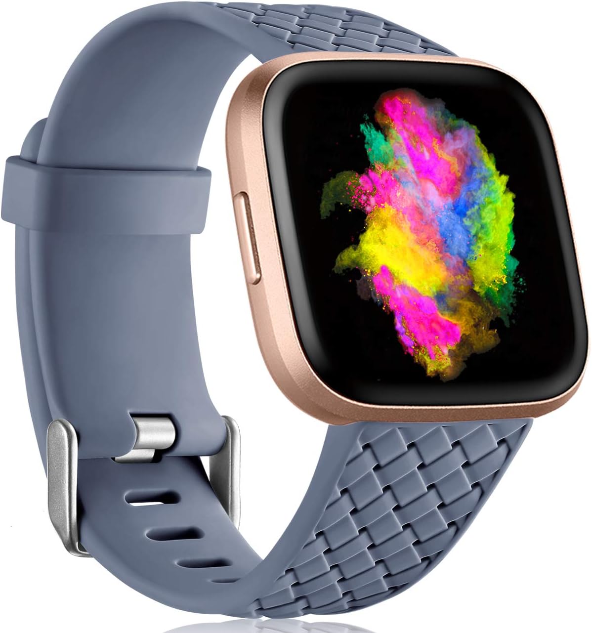 Wepro Bands Compatible with Fitbit Versa 2/Fitbit Versa/Fitbit Versa Lite SE SmartWatch for Women Men, Silicone Weave Pattern Wristband for Fitbit Versa Watch, Small, Large