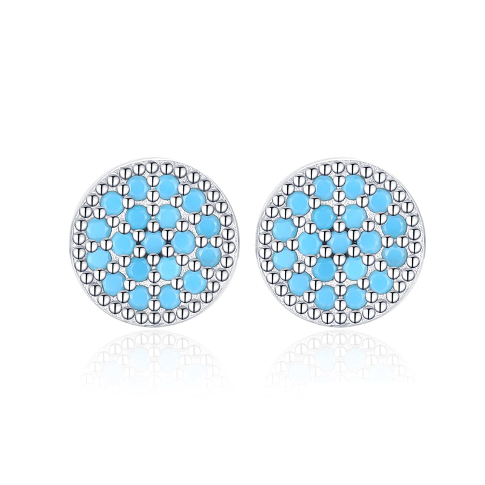 Cercle à breloques simples clous d'oreilles turquoise argent 925 cadeau - 5