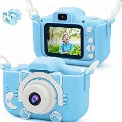 Câmera Digital Infantil Recarregável Portátil com Jogos e Vídeo HD (Azul)