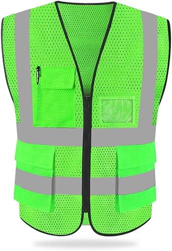 Miniatura 58 de HYCOPROT High Visibility Mesh Safety Reflective Vest with Pockets and Zipper, Meets ANSI/ISEA Standards