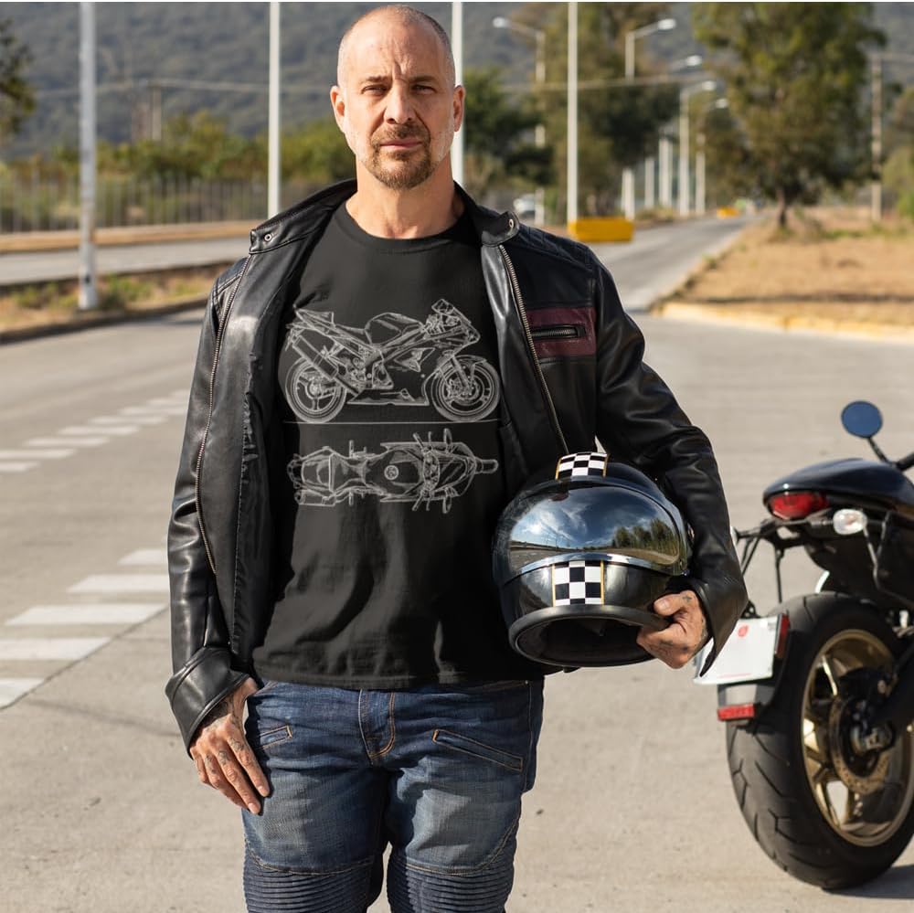 Ninja ZX6R Mens T-Shirt Racing Motorcycle Blueprint Sports Bikes Tee Shirt for Men