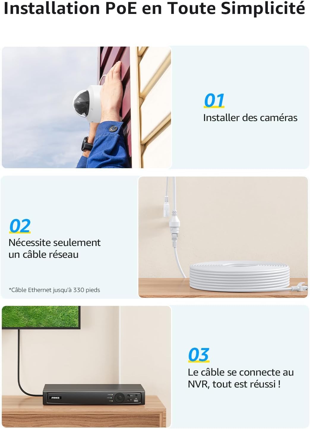 ANNKE 4K Poe Caméra de Surveillance 16CH 6To H.265+ NVR avec Caméra IP 12 X 8MP, Kit Vidéo Surveillance Filaire avec Audio, Détection Personne/Véhicule, Vision Nocturne 30M, Enregistrement 24h/24