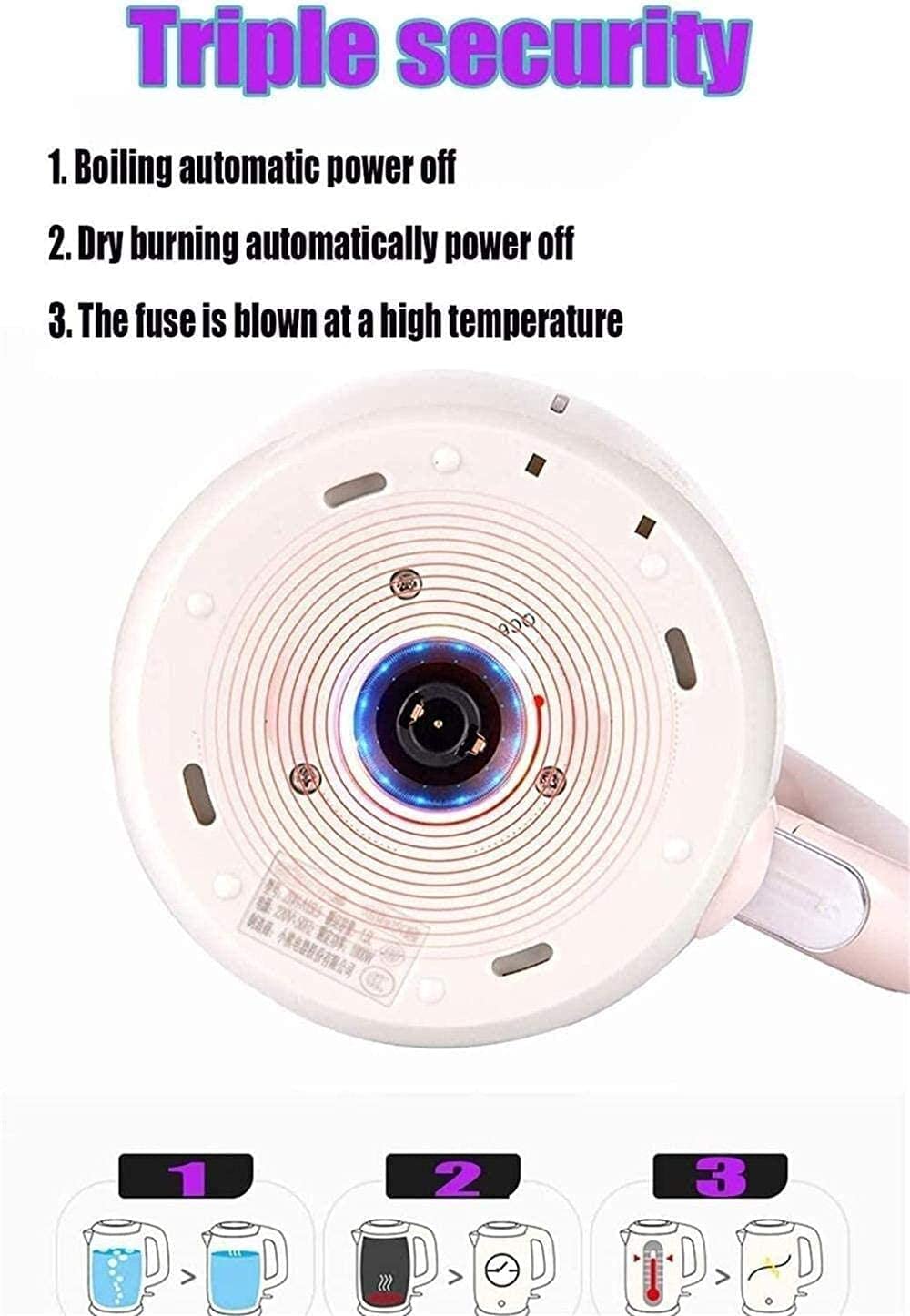 Hervidores eléctricos Hervidor silencioso de acero inoxidable 304 1 5l Hervidor inalámbrico cerrado automáticamente Gran capacidad Alta potencia Calentamiento rápido Tetera eléctrica 1800W, vision
