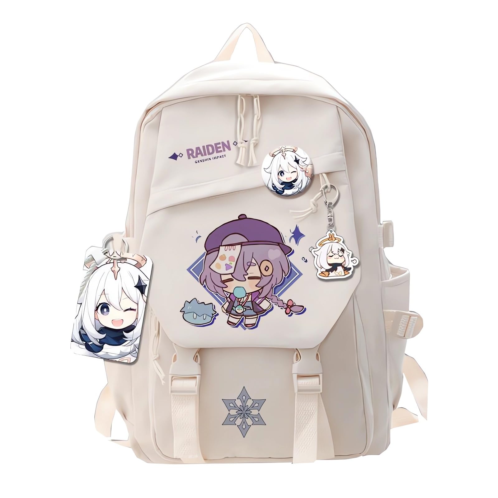 Dalicoter Game Backpack Qiqi Backpack Cute 3D Printed Daypack Laptop 17" Large Capacity Travel White BackPack With Gift