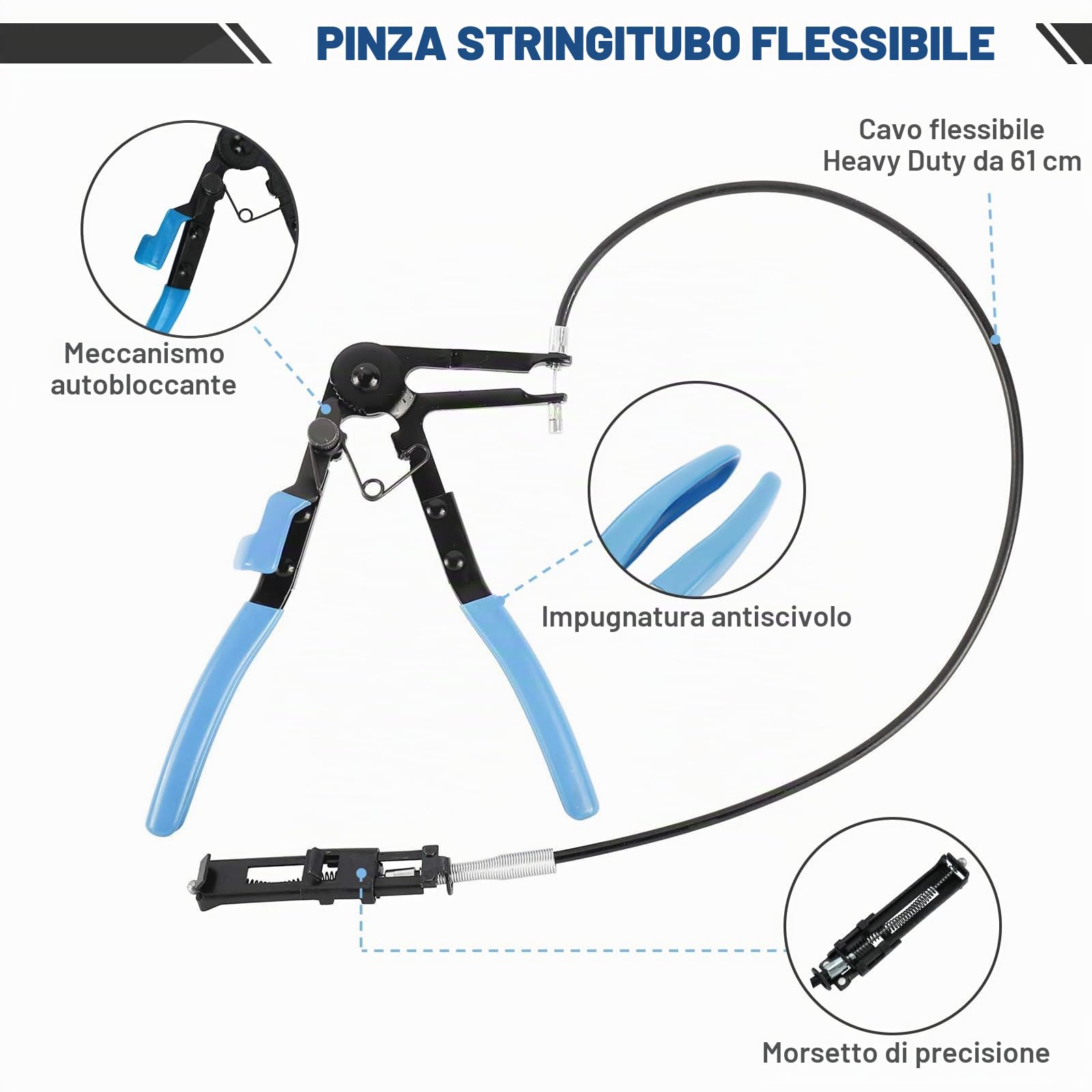 FreeTec Kit Pinze Fascette Stringitubo, 9 pezzi Pinze Fascette Auto, Flessibile Pinze Stringitubo a Molla, Pinza Clic Pinza Morsetti Tubi per Smonta Fascette di Tubi Radiatore Olio Carburante