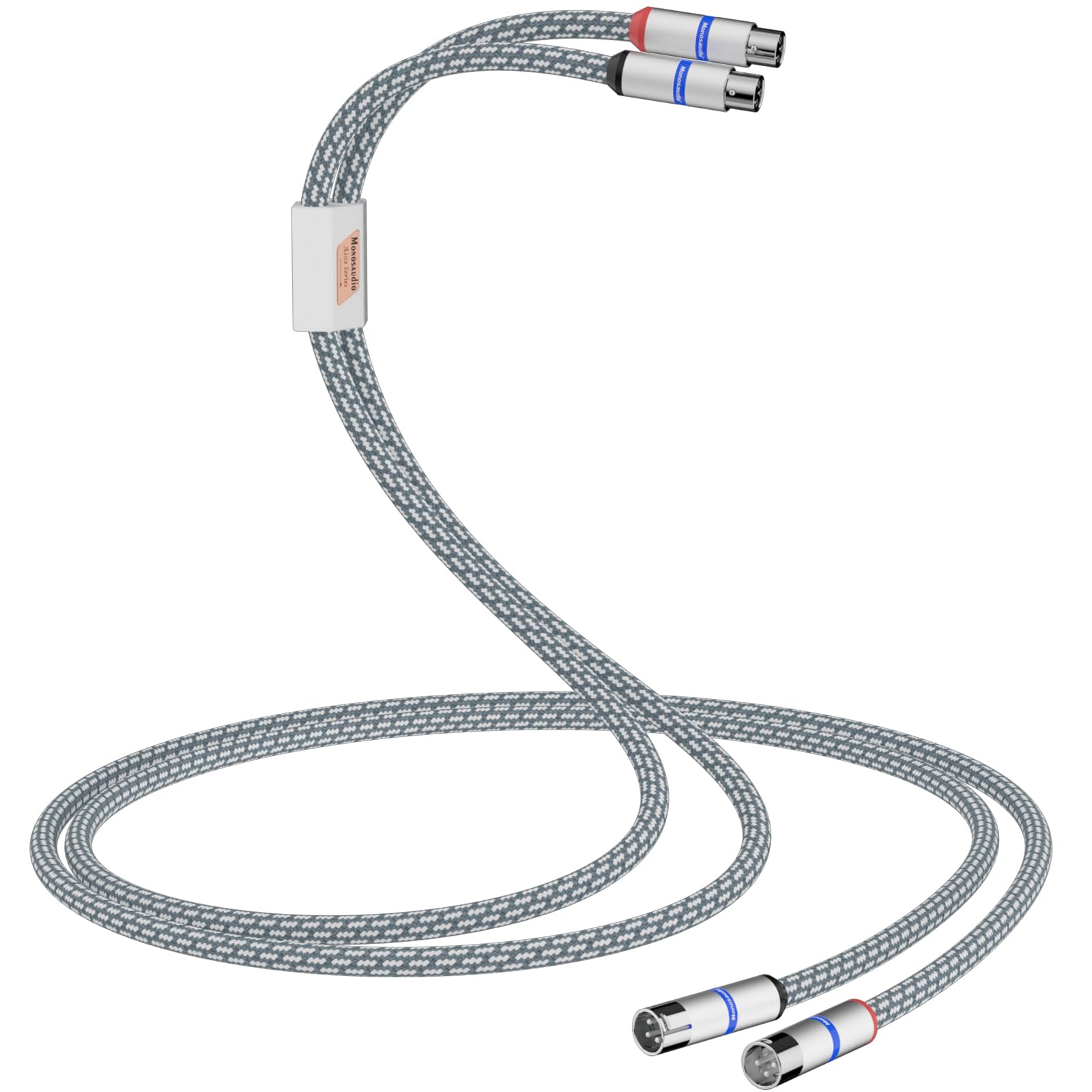 Monosaudio High End XLR-Kabel 1,5M A202X6R | 4N OFC Sauerstofffreies Kupfer, Rhodinierung-Stecker, 2-Schicht-Silber-Kupferabschirmung