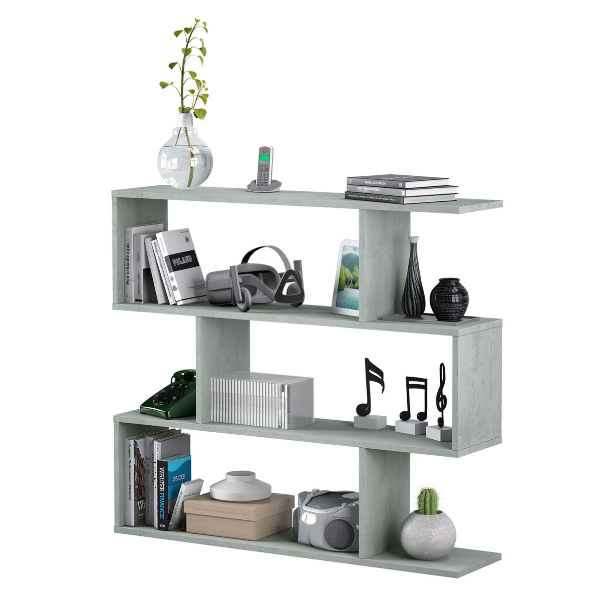 MarinelliGroup Libreria scaffale Multiuso Cemento con Ripiani 110 X 25 X 97 cm Salone Studio Camera 301012L