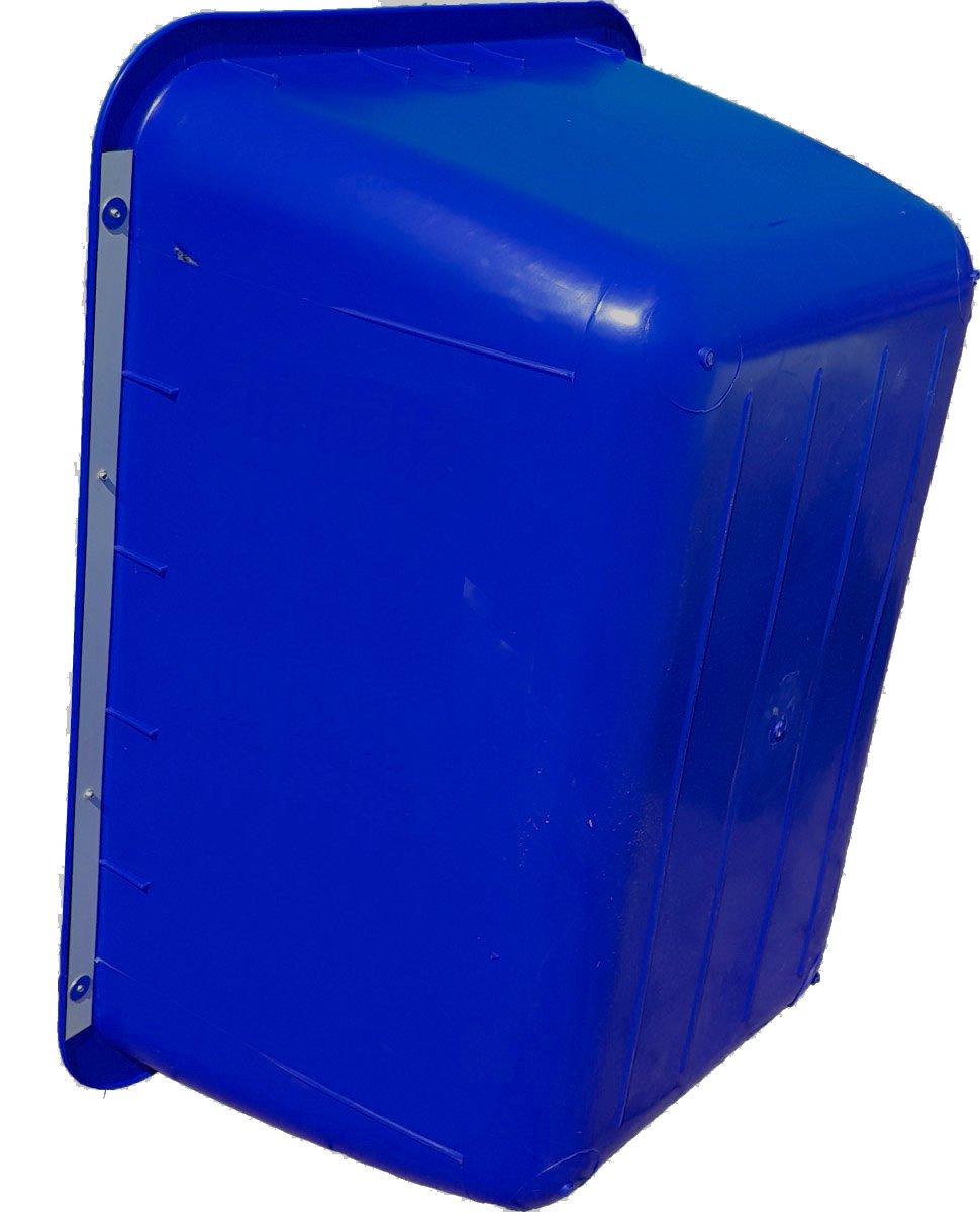 UvV 200 Liter Mörtelkübel BLAU, Mörtelwanne, Blumenkübel, Wasserbehälter, Futtertrog, Wildwanne, Futterwanne mit 2 Stahlschienen zur seitlichen Verstärkung (Sperrgutversand)