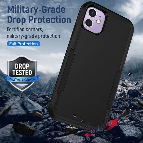 Miniatura 3 de Yiakeng Funda para iPhone 11, iPhone 11 con protector de pantalla HD, PC híbrida + TPU a prueba de golpes Defender Pioneer Anti-Shock Phone Case