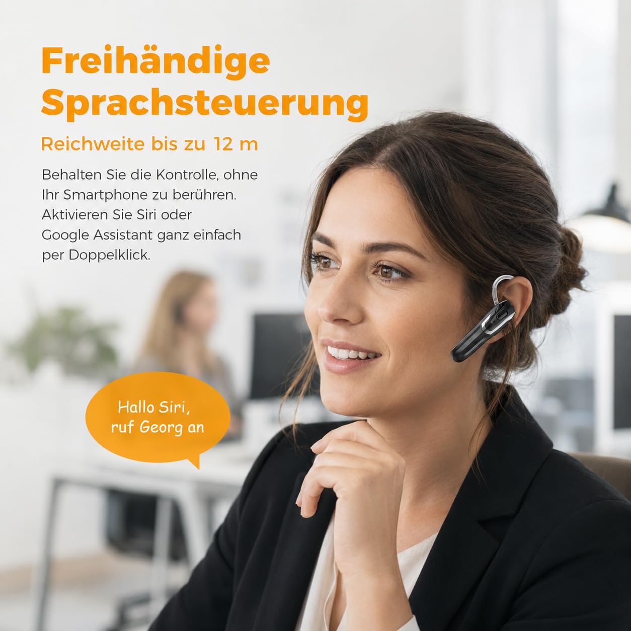 Casque Bluetooth pour téléphone portable V6.0 avec réduction du bruit KI et 38 heures de temps de conversation – Écouteurs mains libres, double couplage, casque Bluetooth léger pour conduite/bureau