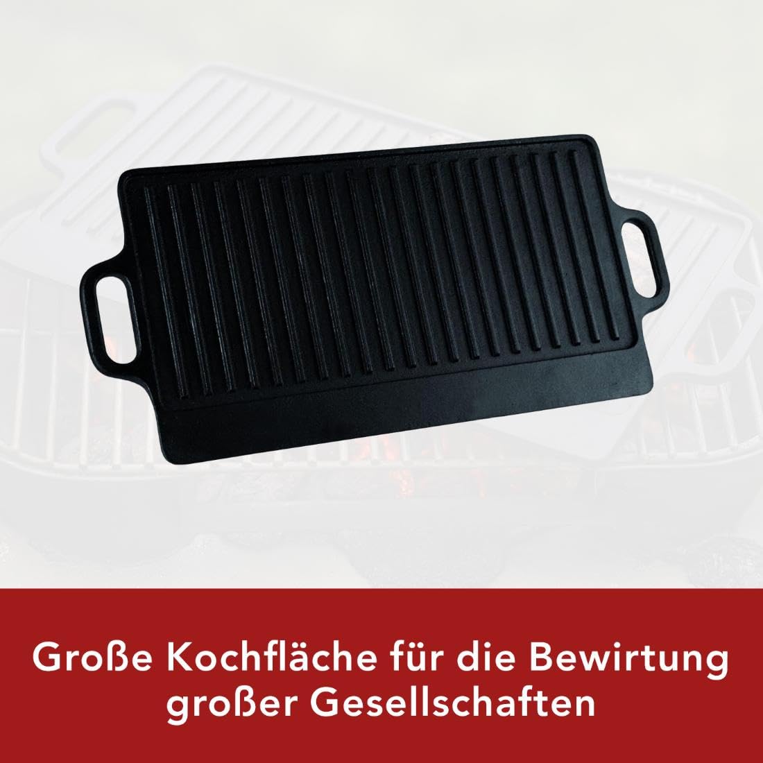 Baumalu Gusseisen-Grillplatte 38 cm beidseitig nutzbar schwarz für Gas und Ofen