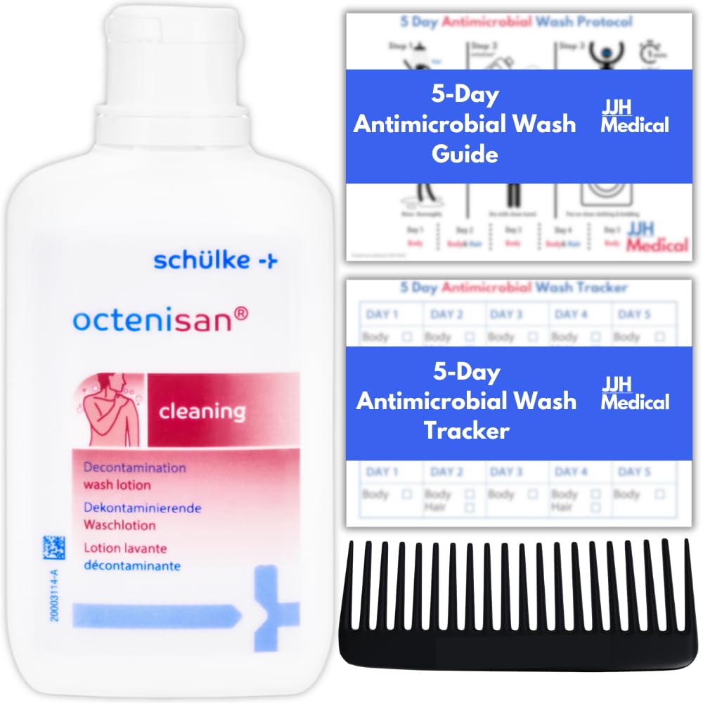 Schulke Octenisan Antimicrobial Body Wash 150ml – Antimicrobial Body Wash for Whole-Body Cleansing, Includes Comb, JJH Medical 5-Day Protocol Guide & Tracker for Daily Hygiene