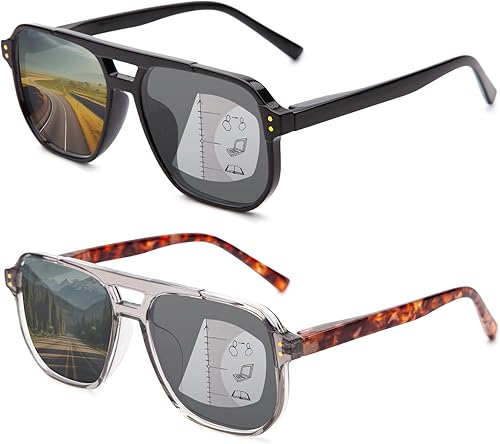 Miniatura 8 de JO Gafas de lectura progresivas multienfoque para hombres y mujeres, sin línea, para lector progresivo de medio borde para medio cercano