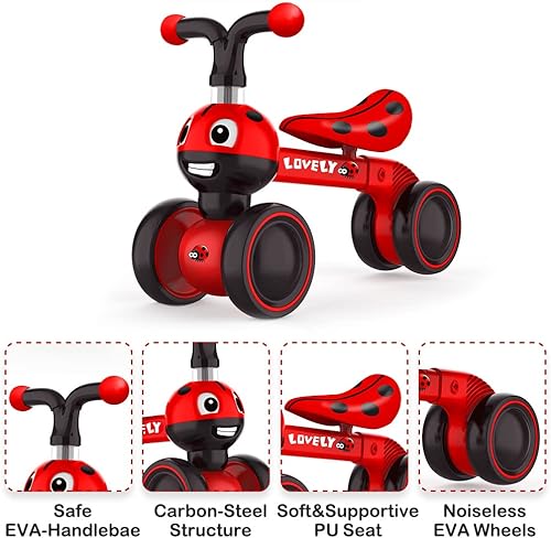 Miniatura 3 de Ancaixin Bicicletas de equilibrio para bebés para niños de 1, 2, 3 años, juguetes de equitación para niños de 10 a 36 meses, sin pedales, 4 ruedas,