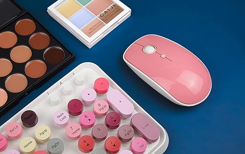 Miniatura 5 de Combo de teclado y mouse inalámbrico, teclado inalámbrico USB de 2.4 GHz con llave redonda retro 104, teclado de computadora de oficina de tamaño