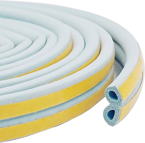 KX - Burlete en forma de D para sello de huecos de puerta y ventanas, paquete de 2 tiras de sellado de espuma autoadhesivas, burlete D para