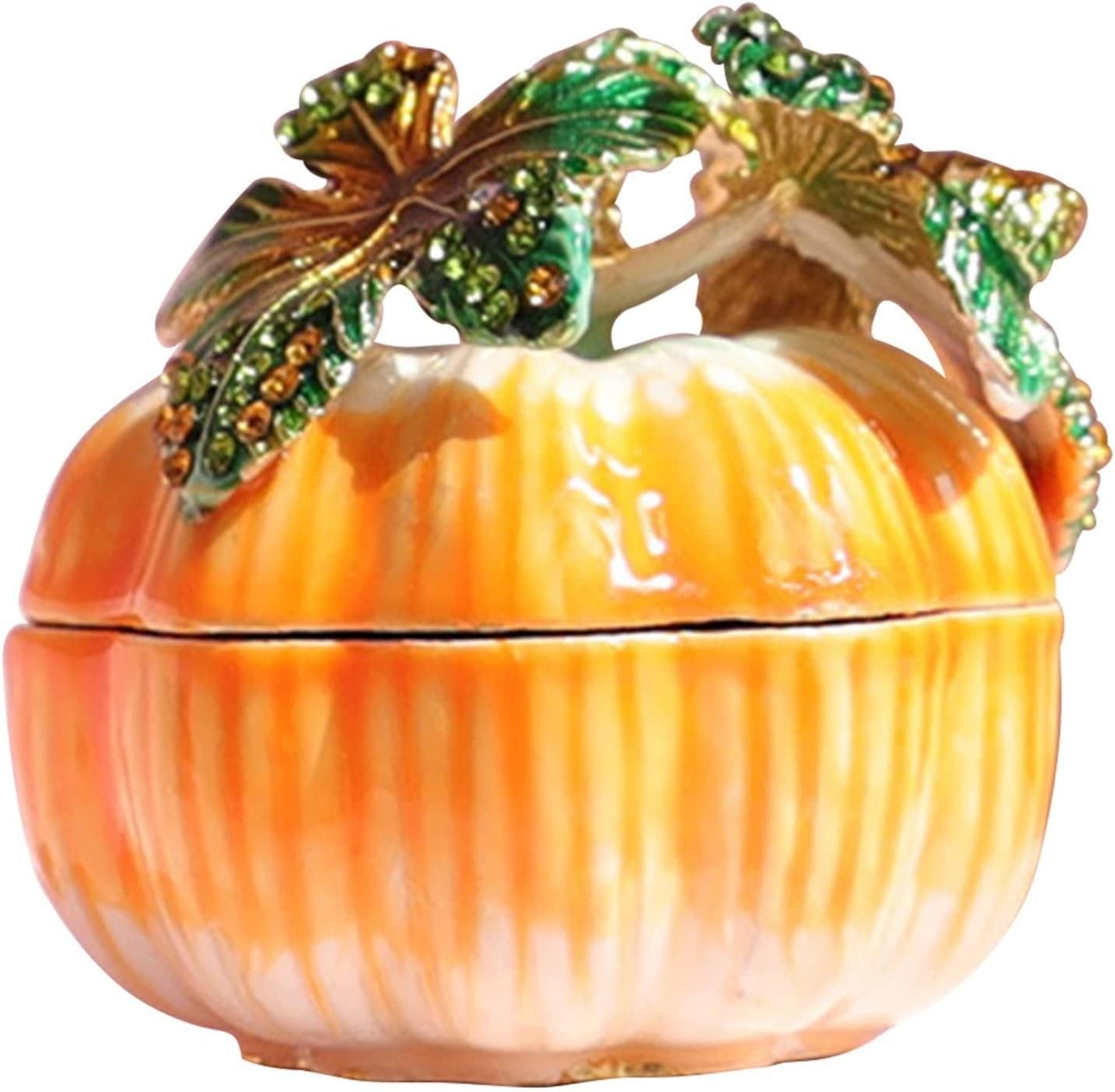 Caja de joyería pequeña, caja de almacenamiento de cerámica con forma de calabaza, contenedor, organizador de anillos, soporte for joyas, bandeja for platos, carro de regalo con diamantes de imitación