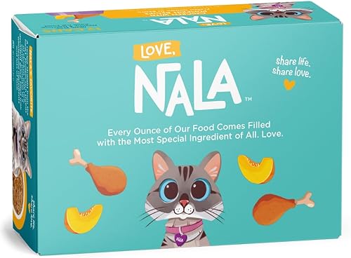 LOVE, NALA - Alimento húmedo natural para gatos adultos - Pollo en capas con calabaza en caldo - Sin granos, sin OMG, fibra prebiótica, vitaminas,