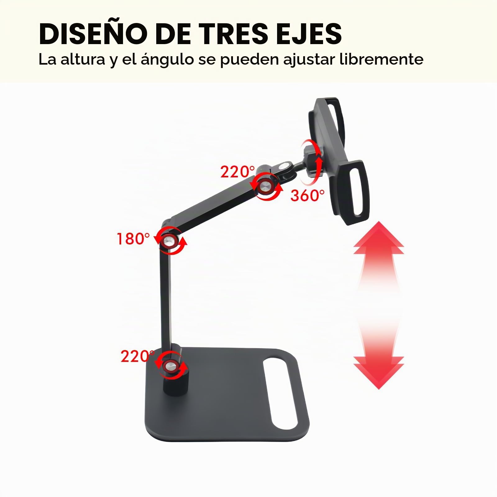 Leikurvo Soporte para tablet para pantallas de 6 a 17,3 pulgadas, soporte de mesa ajustable en 360°, altura ajustable, soporte portátil para tabletas y teléfonos móviles, giratorio, plegable