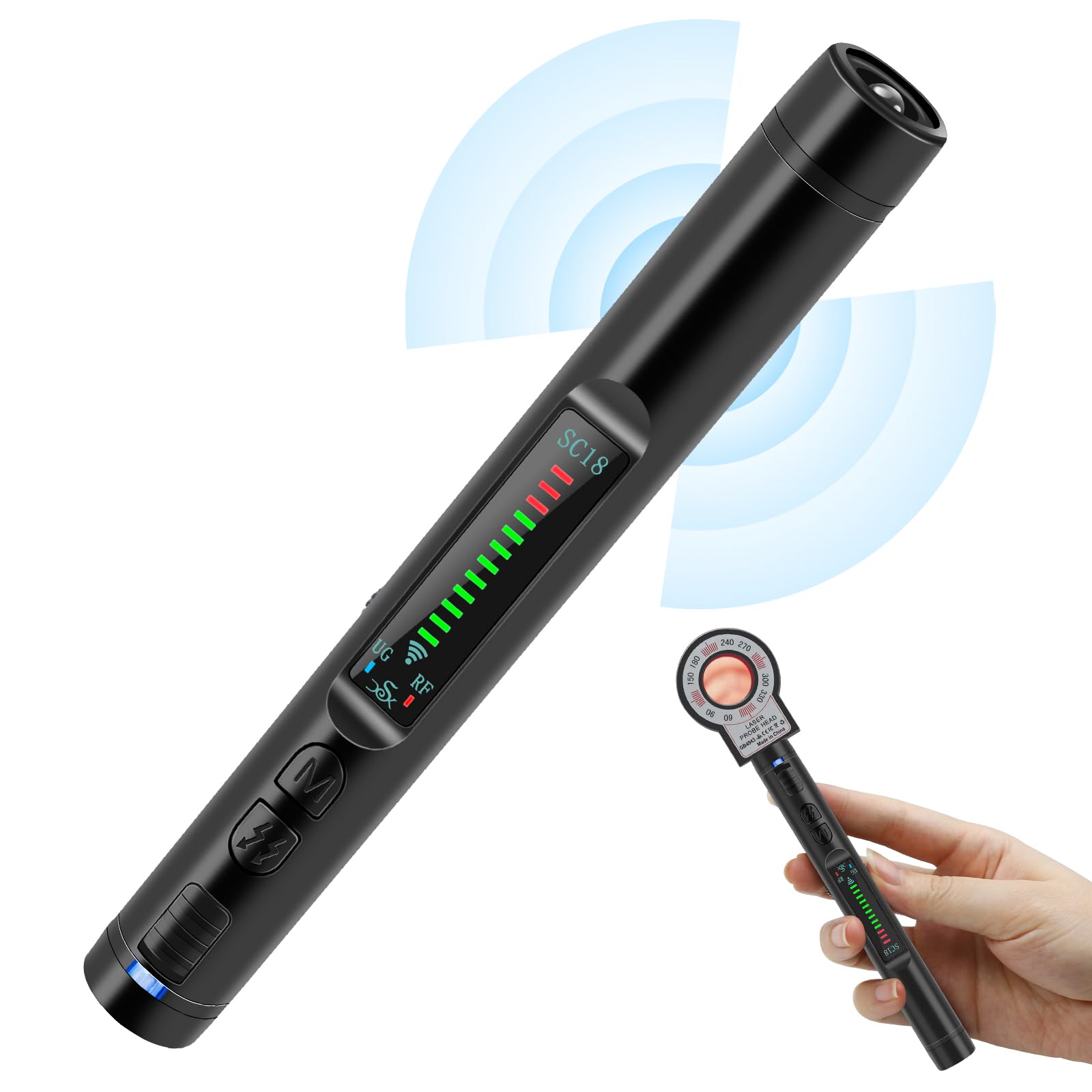 Rilevatore Microspie, Rilevatore Telecamere Nascoste Anti-Spia, Disturbatore di Segnale, Rilevatore di Cimici RF Senza Fil gsm Dispositivo (Dunkel 2)