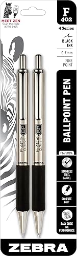 Miniatura 6 de Bolígrafo retráctil de acero inoxidable 027 pulg azul paquete de 12 unidades F-402 29220 de Zebra Azul