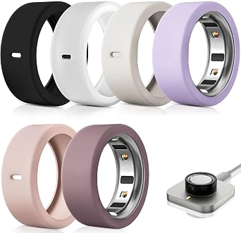 6 Pack Ring Protector for Oura Ring Gen 4, Oura Ring Gen 3, Samsung Galaxy Ring, ULTRAHUMAN Ring AIR, RingConn 2&1 Silicone Ring Cover Workout Accessories for Men Women Large 12 13 14 15