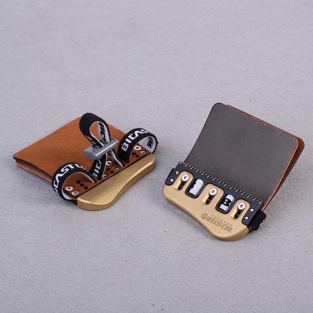 BICASTER Barebow Finger Tabs Horween Cordovan Leather + Brass Finger Guard String Walking Left Hand