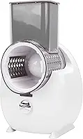 Luocute Ralador Elétrico de Vegetais, 4 Cortadores Intercambiáveis, Triturador de Queijo Rotativo Com Barra de Pressão de Segurança, Fatiadores Elétricos para Cenoura, Batata, Pepino,