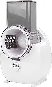Luocute Ralador Elétrico de Vegetais, 4 Cortadores Intercambiáveis, Triturador de Queijo Rotativo Com Barra de Pressão de Segurança, Fatiadores Elétricos para Cenoura, Batata, Pepino,
