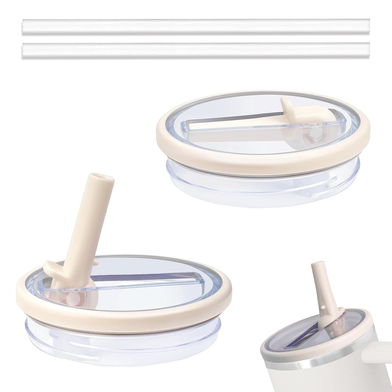 2 Coperchi Di Ricambio Per Stanley Cup | Con Cannuccia | A Prova Di Fuoriuscite | Per Tazza Da 40 Once | Bianco - Foto 3