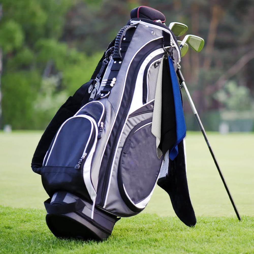 Golf Towels for Golf Bags for Men Women, 4 Pack Microfiber Golf Towels (16" X 16") with Carabiner Clip Bag Towel Accessories for Men Clearance Club Grip Shoe Groove Ball Cleaner - Image 6