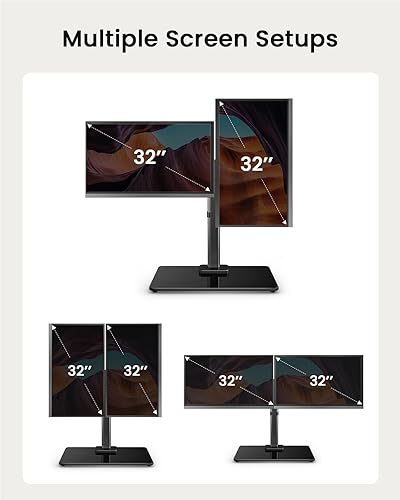 Miniatura 6 de ErGear Soporte de monitor doble independiente para pantallas de 17 a 32 pulgadas, soporte de monitor de computadora para 2 pantallas, brazo de