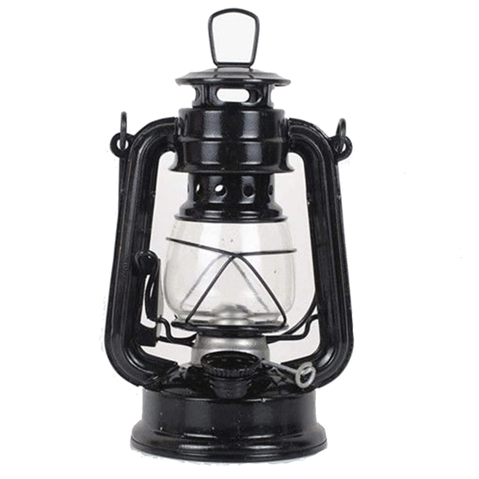 Oil Lamp Lantern Retro Kerosene Lamp for Power Outages Vintage Metal Glass Lampshade Oil Lamp Burning Lantern Hanging Windproof Hurricane Lantern Outdoor Camping Emergency Light Patio Decoration