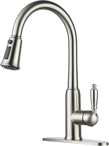 Miniatura 1 de CASAINC Grifo de cocina de níquel cepillado con rociador extraíble, rociador de 3 modos con modo de pausa de 1.8 gpm, grifo de cocina táctil para