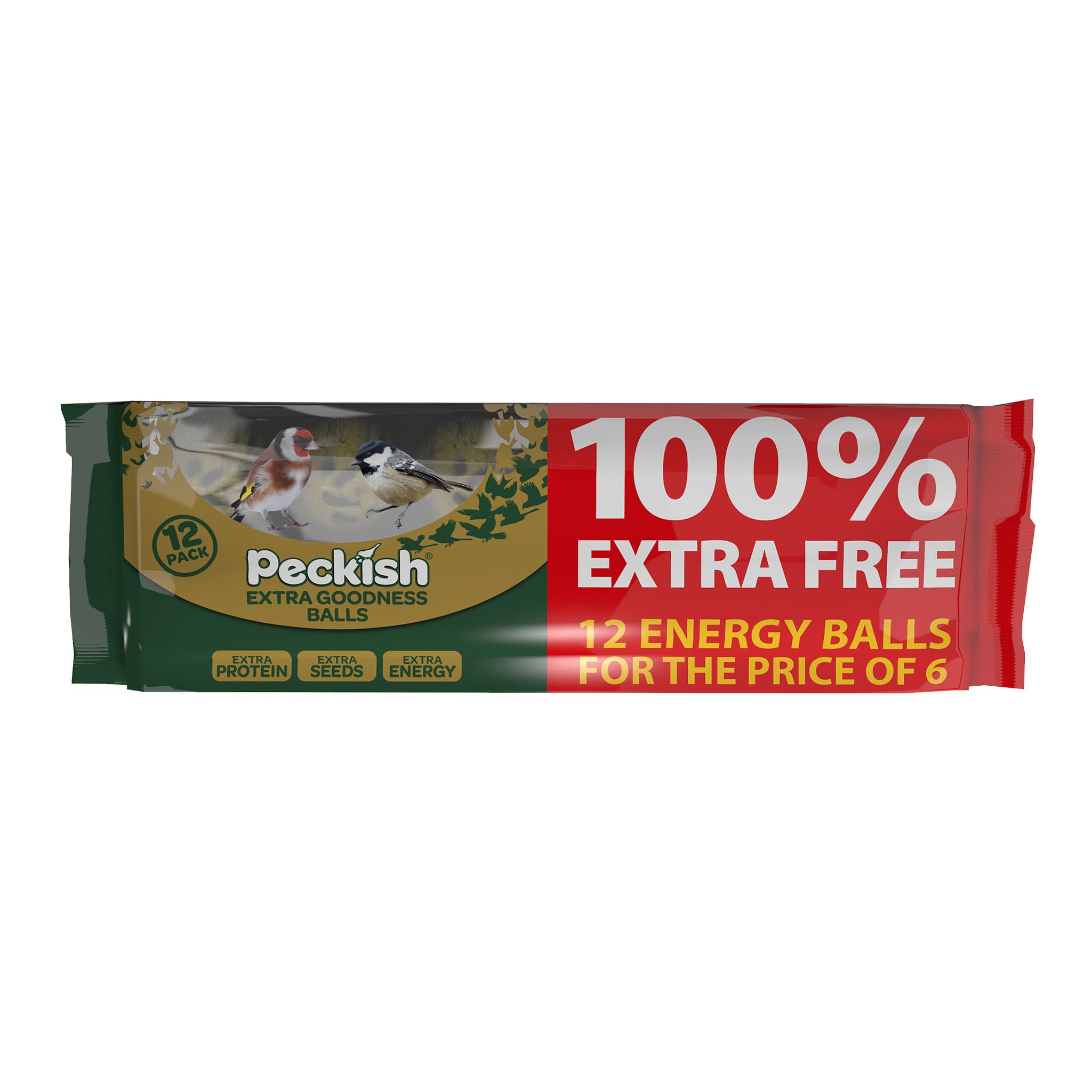 12 Balls Extra Goodness, Bird Feed/Food, Packed With Peanuts And Sunflowers, Feeds Twice As Fast As Standard Balls, No Fillers