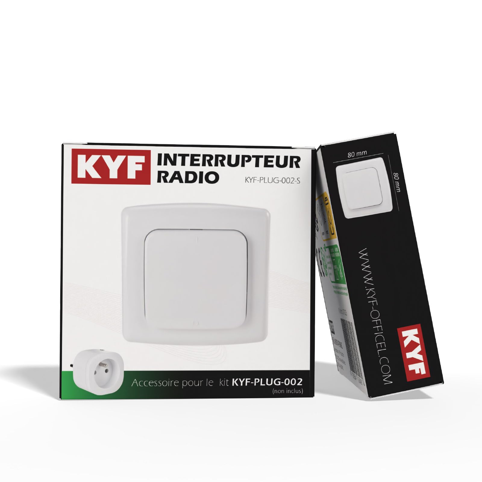 KYF Prise Connectée WiFi + RF 3680W avec Interrupteur Sans Fil, Compatible TUYA/Smart Life, Contrôle via Application, Type E, IP20