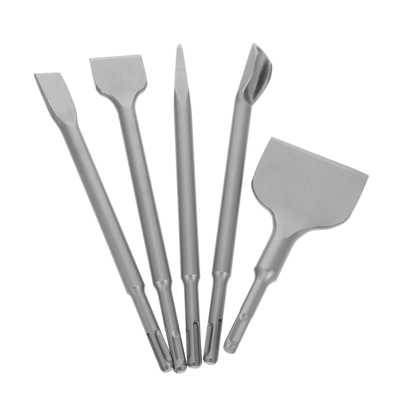 Set di Scalpelli per Cemento da 5 Pezzi in Acciaio Cromato | Mattoni e Cemento, Include Punta Larga, Piatta, Appuntita e U, Uso in Ristrutturazione Domestica