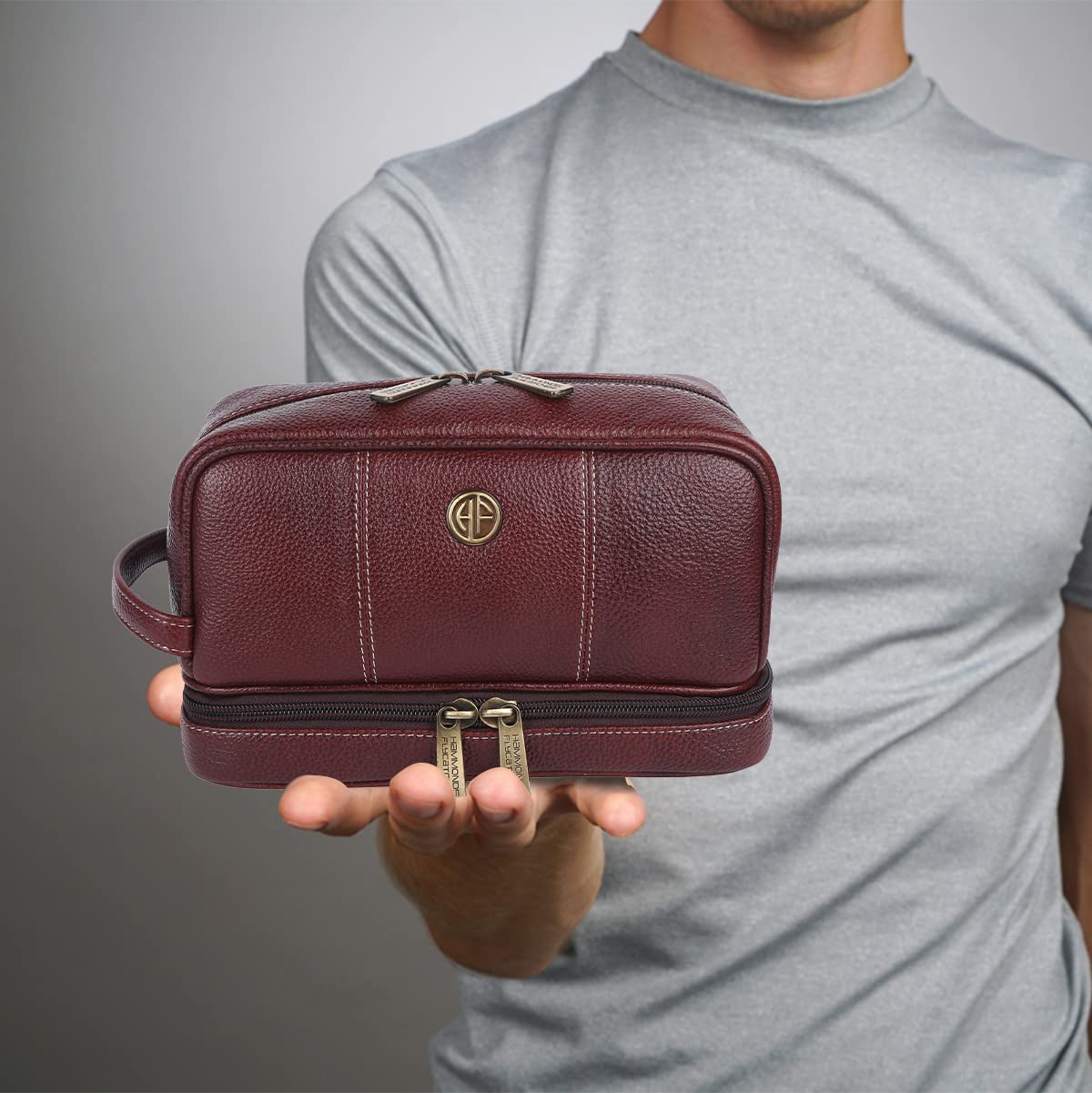Hammonds Flycatcher - Neceser de piel auténtica de 11 cm para hombre, marrón, kit de cuero Dopp, neceser de aseo para hombre, bolsa de aseo para hombre, bolsa de aseo de viaje, estuche de tocador