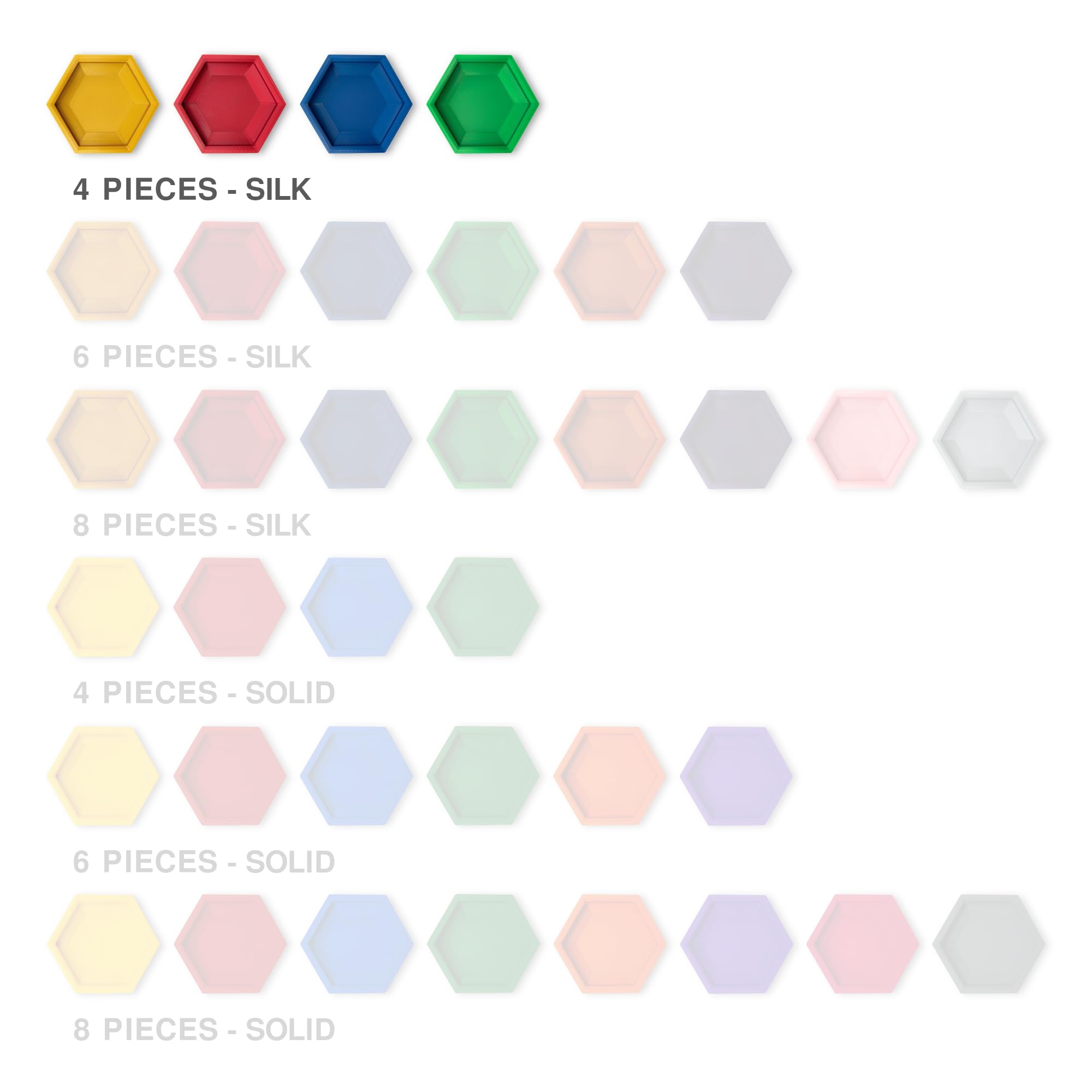 Cuencos Magnéticos Hexagonales – Organizadores Modulares Personalizables para Juegos de Mesa (Set de 4 Piezas - Acabado Silk)