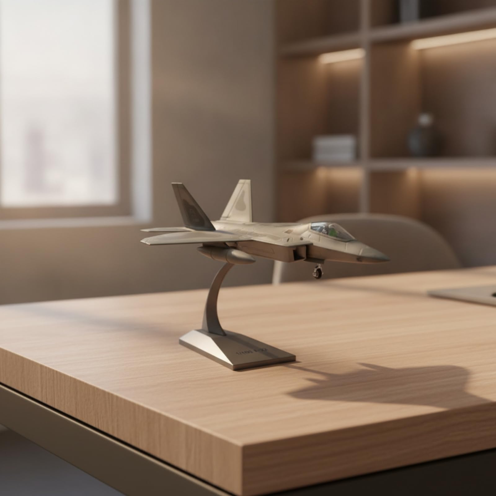 Modellino Aereo da Combattimento in Lega Jet da Caccia Aeromodello Miniatura Lega Resistente con Supporto Espositivo Design con Doppie Derive