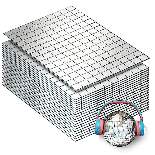 PP OPOUNT 3000 PCS Mirror Tiles Self Adhesive, 10x10mm Disco