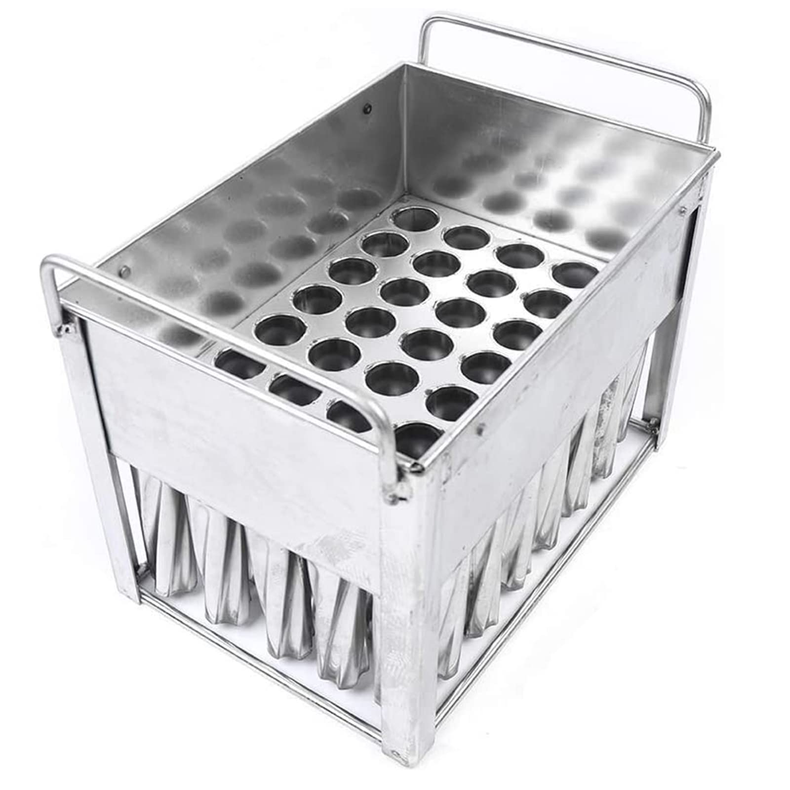 Juego de 35 moldes de acero inoxidable para paletas de helado, moldes en espiral, moldes para polos de hielo con estante, palos de madera y cepillo de limpieza para golosinas congeladas caseras