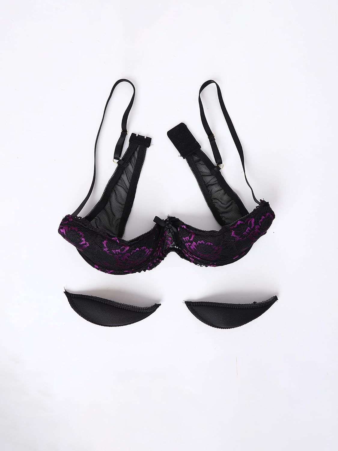 Yhong Women Nightwear Hollow Cage Bra Tops Open Breast Cup Split Bralette Padded Lingerie Push-up Underwire
