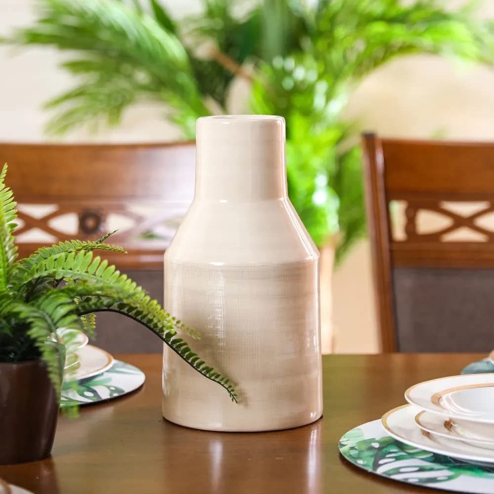 Danube Home Cellena Vase For Centerpieces | Flower Vases Minimalism Style For Modern Table Home Decoration For Living Room, Bookcase, Display Shelf 17x17x30 cm - Brown