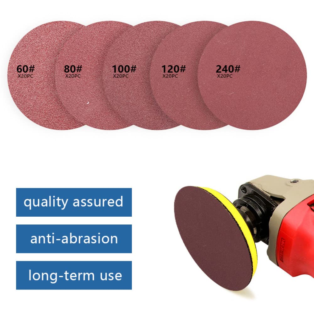 20pcs 5 pouces disque de papier abrasif rond 60/80/100/120/240 disques de papier abrasif crochet boucle papier abrasif outils abrasifs papier ponceuse, 20pcs 60Grit, h